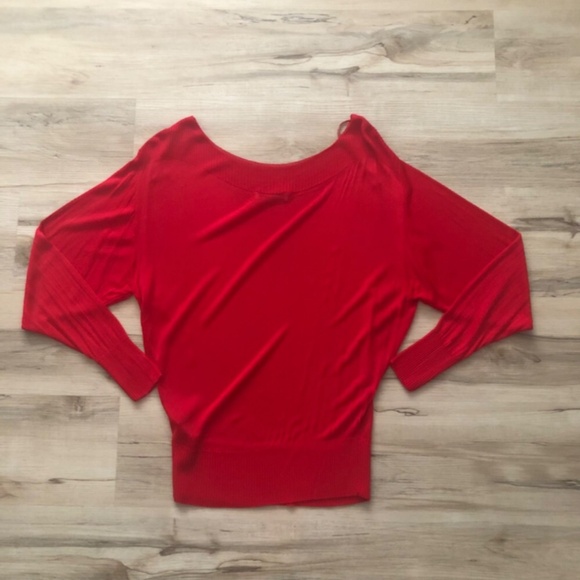 Zara Knit Bright Red Long Sleeve Top - Picture 7 of 9